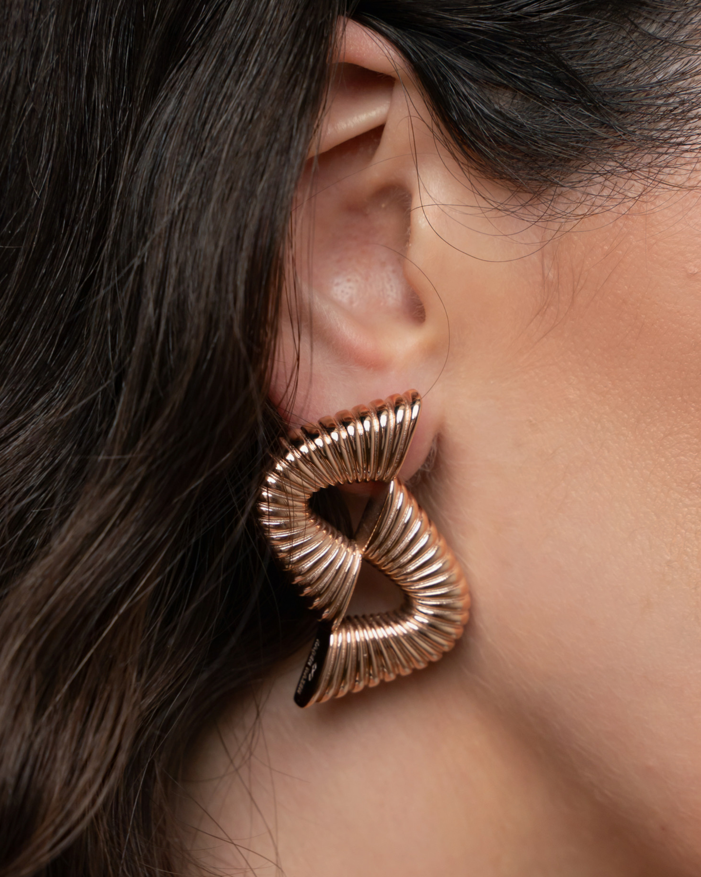 Double Ripple Earrings - Rose Gold